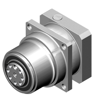 RIDUTTORI COASSIALI SERIE PL: riduttore coassiale con corpo in alluminio anodizzato, flange di montaggio e connettore multipin frontale.