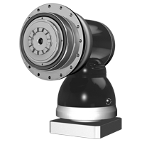 RIDUTTORI IPOIDALI APCK: riduttore ipoidale con flange frontale, ingranaggi visibili, corpo in acciaio, bulloneria, verniciatura nera, montaggio orientabile APCK