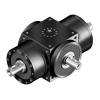 RINVII ANGOLARI ATB-LM/RM: corpo in metallo nero, flange di montaggio, ingranaggi angolari, assi input/output e connettori