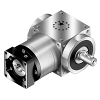RINVII ANGOLARI CON EPICICLOIDALE AT-FL1/FR1: corpo in alluminio, flange frontale, ingranaggi epicicloidali, connettori, viti e giunti, finitura grigio metallico