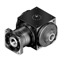 RINVII ANGOLARI CON EPICICLOIDALE ATB-FC: alloggiamento in alluminio, corpo epicicloidale, flange e connettori, finitura nera
